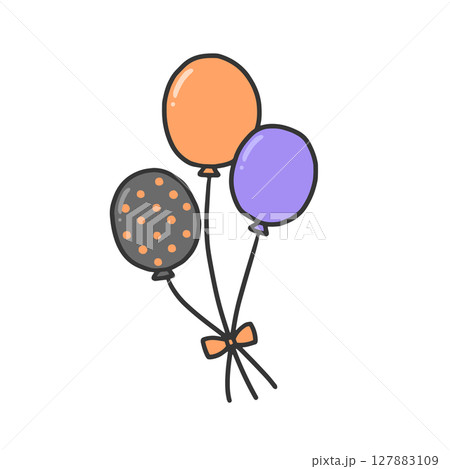 リボンで束ねられたハロウィンカラーの風船 127883109