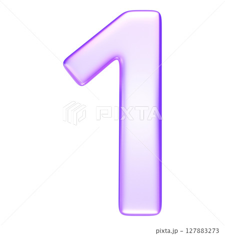 Number one in glassmorphism style, rendered in soft purple tone, suitable for infographics and learning visuals, 3d rendering 127883273