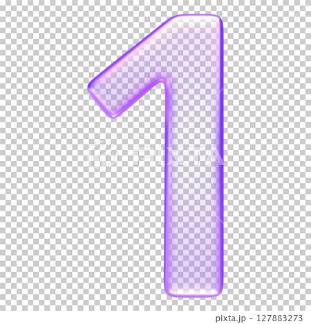 Number one in glassmorphism style, rendered in soft purple tone, suitable for infographics and learning visuals, 3d rendering 127883273