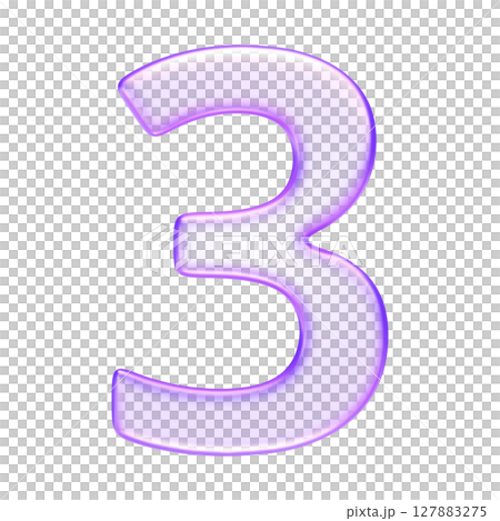 Number three in translucent glassmorphism purple style, great for teaching tools, infographics, and dashboards, 3d rendering Number three in translucent glassmorphism purple style, great for teaching tools, infographics, and dashboards, 3d rendering 127883275