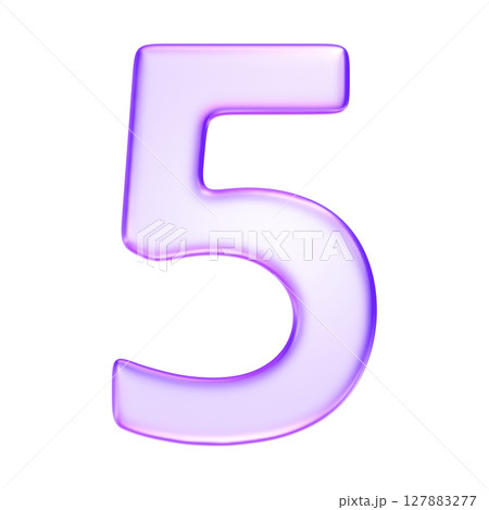 Number five in translucent glassmorphism purple styl for education, ranking icons, and step by step instruction visuals, 3d rendering Number five in translucent glassmorphism purple styl for education, ranking icons, and step by step instruction visuals, 3d rendering 127883277