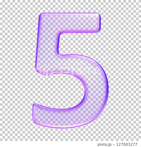 Number five in translucent glassmorphism purple styl for education, ranking icons, and step by step instruction visuals, 3d rendering Number five in translucent glassmorphism purple styl for education, ranking icons, and step by step instruction visuals, 3d rendering 127883277
