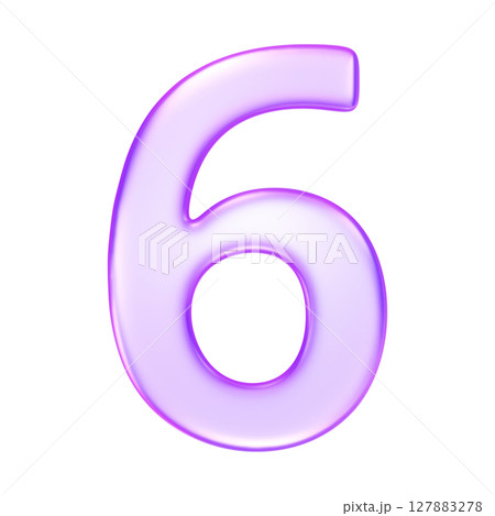 Number six in translucent glassmorphism purple styl, great for numeric steps, infographics, or teaching materials, , 3d rendering Number six in translucent glassmorphism purple styl, great for numeric steps, infographics, or teaching materials, , 3d rendering 127883278