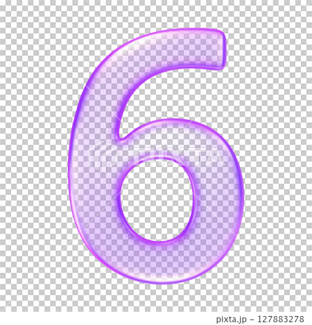 Number six in translucent glassmorphism purple styl, great for numeric steps, infographics, or teaching materials, , 3d rendering Number six in translucent glassmorphism purple styl, great for numeric steps, infographics, or teaching materials, , 3d rendering 127883278