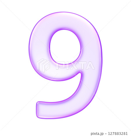 Number nine in translucent glassmorphism purple styl, useful for infographics, UI ranking, or step indicators, 3d rendering Number nine in translucent glassmorphism purple styl, useful for infographics, UI ranking, or step indicators, 3d rendering 127883281