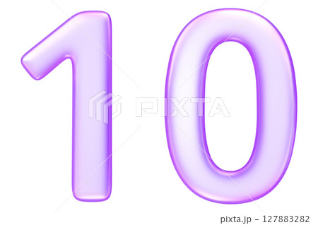 Number ten in translucent glassmorphism purple styl,representing completion, full steps, or top ranking in numeric visuals, 3d rendering Number ten in translucent glassmorphism purple styl,representing completion, full steps, or top ranking in numeric visuals, 3d rendering 127883282