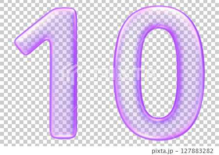 Number ten in translucent glassmorphism purple styl,representing completion, full steps, or top ranking in numeric visuals, 3d rendering Number ten in translucent glassmorphism purple styl,representing completion, full steps, or top ranking in numeric visuals, 3d rendering 127883282