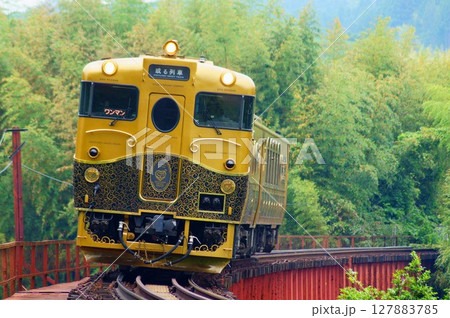 鉄橋の向こうから現れた金色の或る列車 127883785
