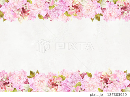 ピンクの薔薇をあわせた花枠 ピンクの薔薇をあわせた花枠 127883920
