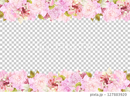 ピンクの薔薇をあわせた花枠 ピンクの薔薇をあわせた花枠 127883920