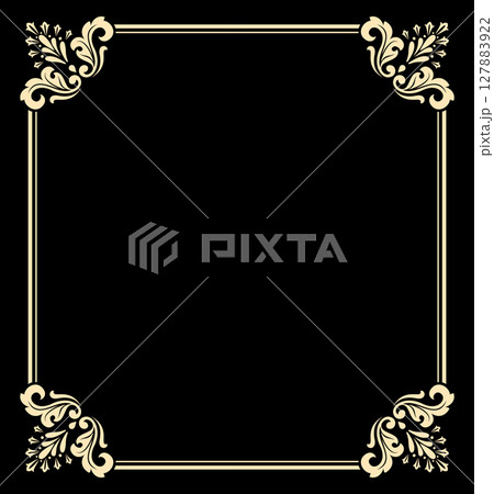 Decorative frame Elegant vector element for design in Eastern style, place for text. Floral black and golden border. Lace illustration for invitations and greeting cards Decorative frame Elegant vector element for design in Eastern style, place for text. Floral black and golden border. Lace illustration for invitations and greeting cards 127883922