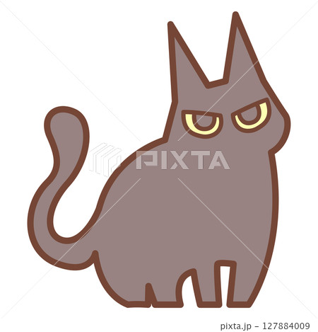 ジト目黒猫のかわいいイラスト素材 ジト目黒猫のかわいいイラスト素材 127884009