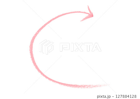 Pink arrow symbol colored pencil isolated on transparent background 127884128