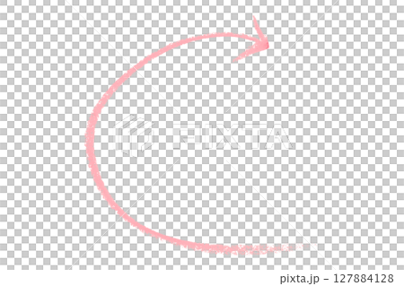 Pink arrow symbol colored pencil isolated on transparent background 127884128