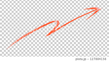 Red arrow symbol colored pencil isolated on transparent background 127884138