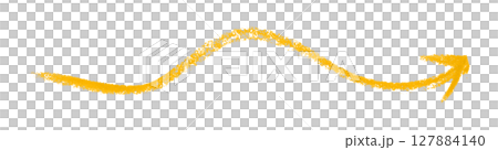 Yellow arrow symbol colored pencil isolated on transparent background 127884140