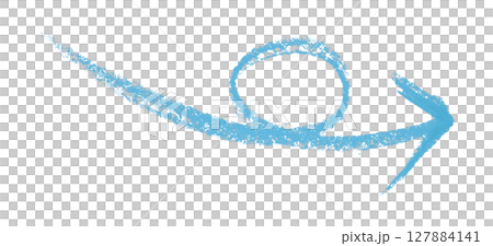 Light blue arrow symbol colored pencil isolated on transparent background 127884141