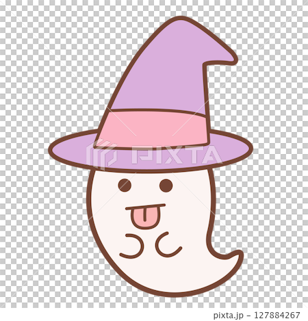 戴著女巫帽的可愛鬼魂的插圖 戴著女巫帽的可愛鬼魂的插圖 127884267