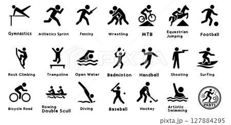 夏のスポーツピクトグラムセットPART1、Summer Sports Pictogram Set  127884295