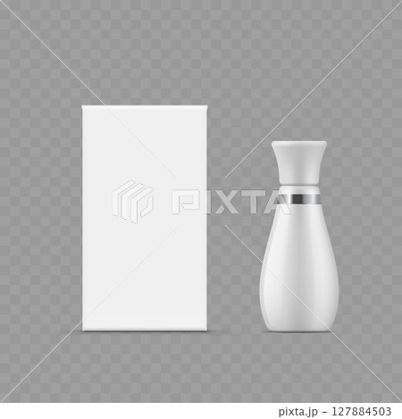 White Packaging Box and Pump Bottle Mockup - Vector 127884503