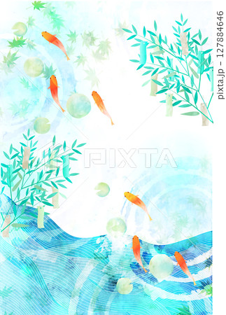 七夕　短冊　夏　もみじ　背景 127884646