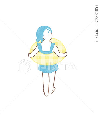 浮き輪を持った水着の女の子 127884853