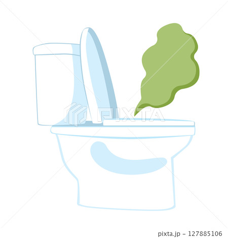 Toilet Bowl With Green Stinky Smell Vector Illustration 127885106