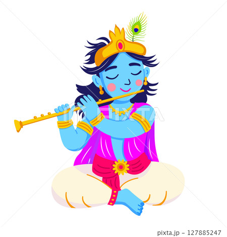 Lord Krishna playing flute on Janmashtami celebration 127885247