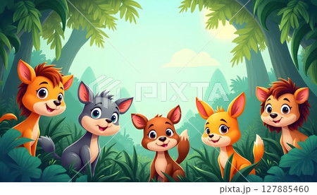 Animal illustration a frame rectangle Animal illustration a frame rectangle 127885460