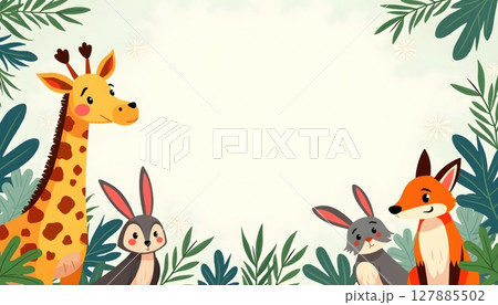 Animal illustration a frame rectangle 127885502