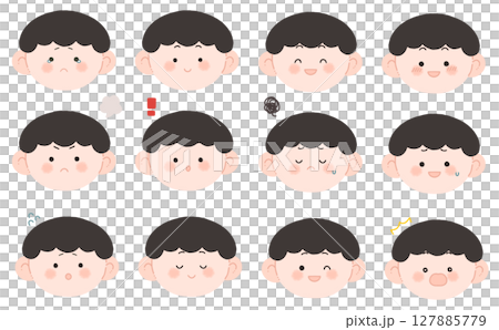 黑髮男孩臉部表情集 127885779