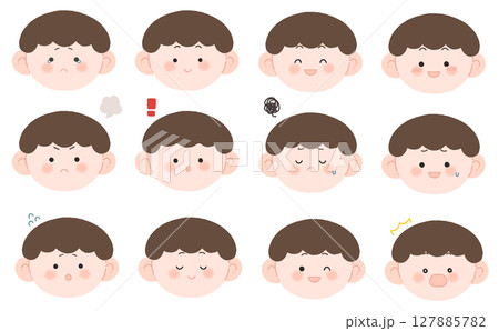 茶髪の男の子の表情セット 127885782