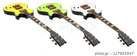 Set of electric acoustic guitar isolated on white transparent background. Set of electric acoustic guitar isolated on white transparent background. 127885847