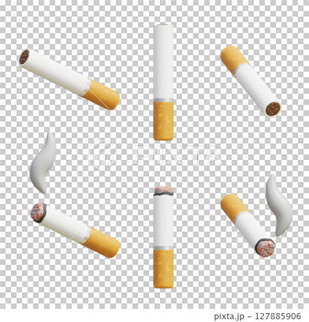 Cartoon Style 3D cigarette butt Graphic 127885906