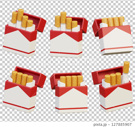 Cartoon Style 3D Cigarette packs Graphic 127885907