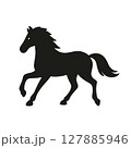 走る馬のシルエット 127885946