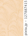 Tropical banana leaf line art on a soft peach background. Elegant botanical illustration, seamless pattern. 127887415