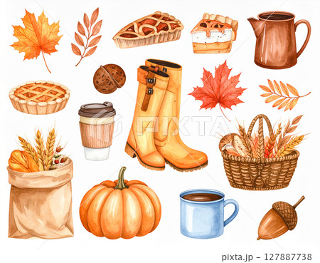 秋 生成AI 水彩 アイコン 秋 生成AI 水彩 アイコン 127887738