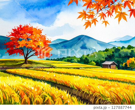 秋　紅葉　生成AI　背景　 127887744