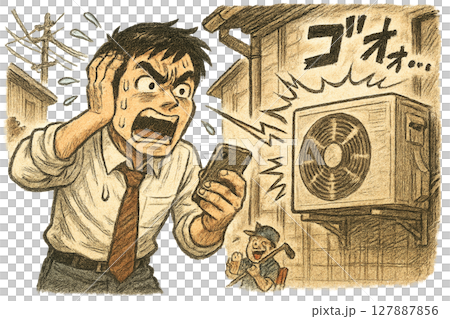 隣家の騒音トラブルに苦しむ日常、エアコン室外機の騒音に激怒、近隣騒音でストレスが限界に達する瞬間 隣家の騒音トラブルに苦しむ日常、エアコン室外機の騒音に激怒、近隣騒音でストレスが限界に達する瞬間 127887856