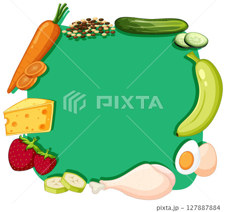 Colorful Food Border with Healthy Ingredients 127887884