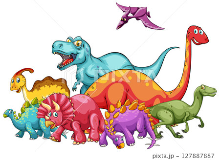 Colorful Dinosaur Vector Illustration for Educational Use Colorful Dinosaur Vector Illustration for Educational Use 127887887
