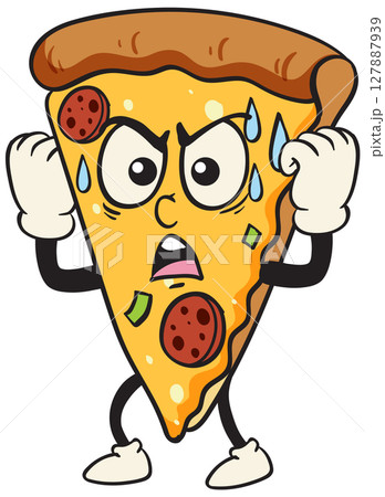 Animated Pizza Slice with Expressive Face 127887939