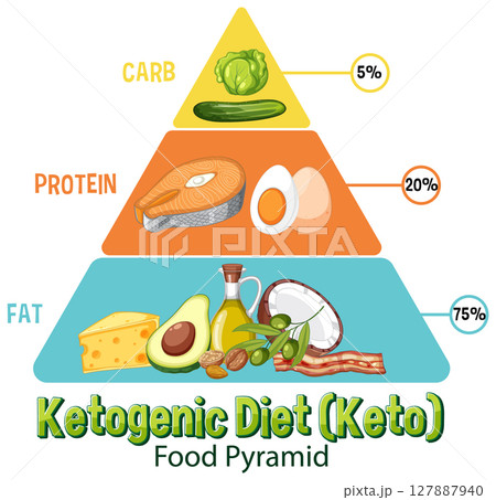 Ketogenic Diet Food Pyramid Illustration 127887940