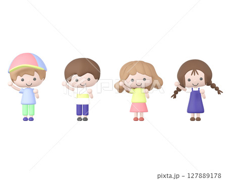 3Dの応援している子供たちのイラスト 127889178