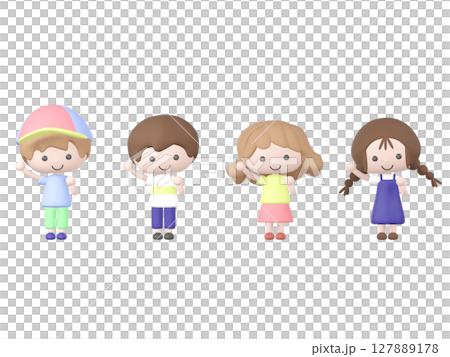 3Dの応援している子供たちのイラスト 127889178