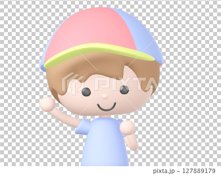 3Dの応援している男の子のイラスト 3Dの応援している男の子のイラスト 127889179