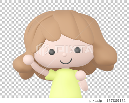 3D illustration of a girl cheering 3D illustration of a girl cheering 127889181