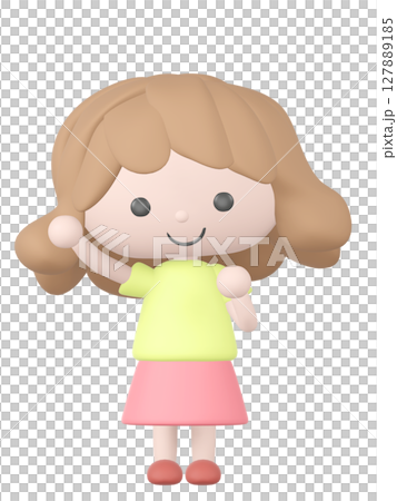 3D illustration of a girl cheering 3D illustration of a girl cheering 127889185
