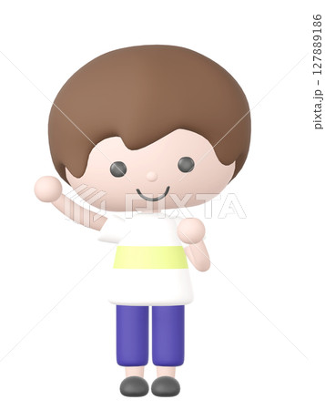 3Dの応援している男の子のイラスト 3Dの応援している男の子のイラスト 127889186